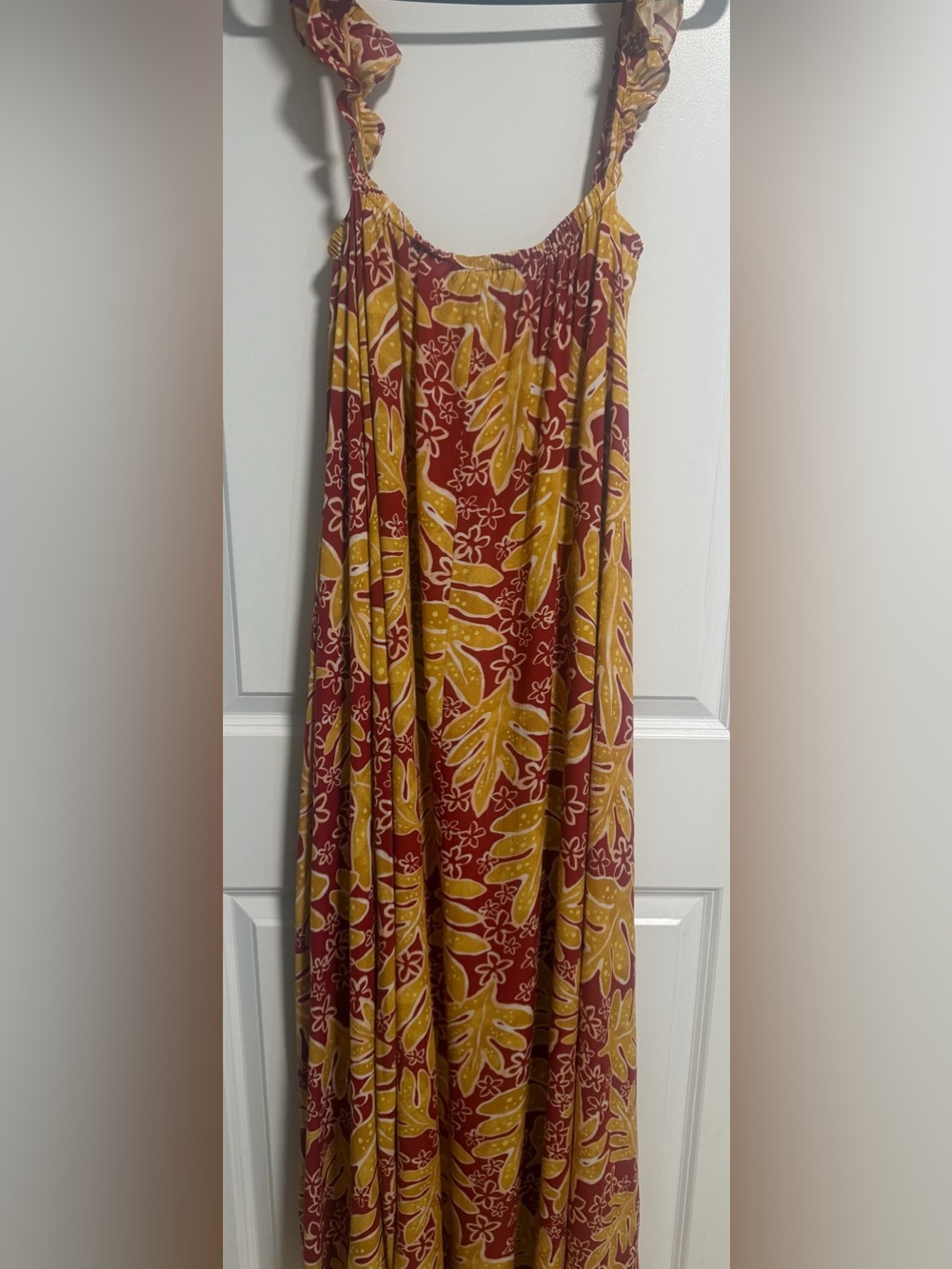 Lexbreezy Hawaiian print Red and Mustard Floral Maxi dress